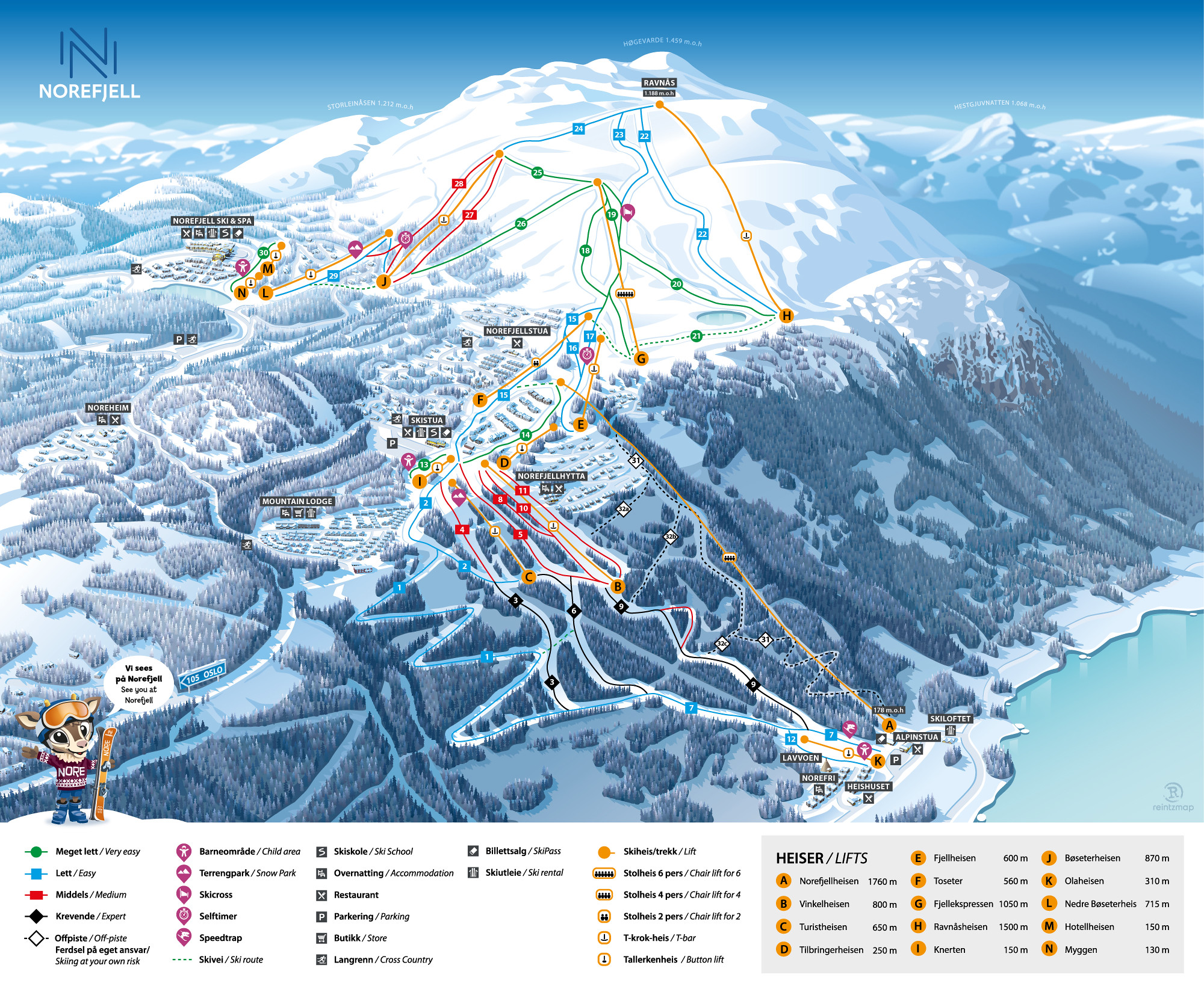 norefjell kart Løypekart Norefjell | Norefjell